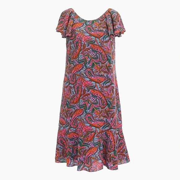 J. Crew Silk  Paisley Ruffle Dress - Picture 3 of 10